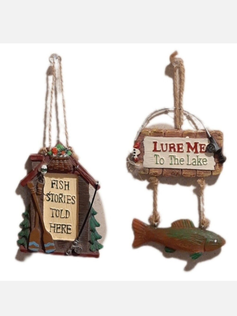 🐠Lot Of 2 Fishing Themed Resin Ornaments